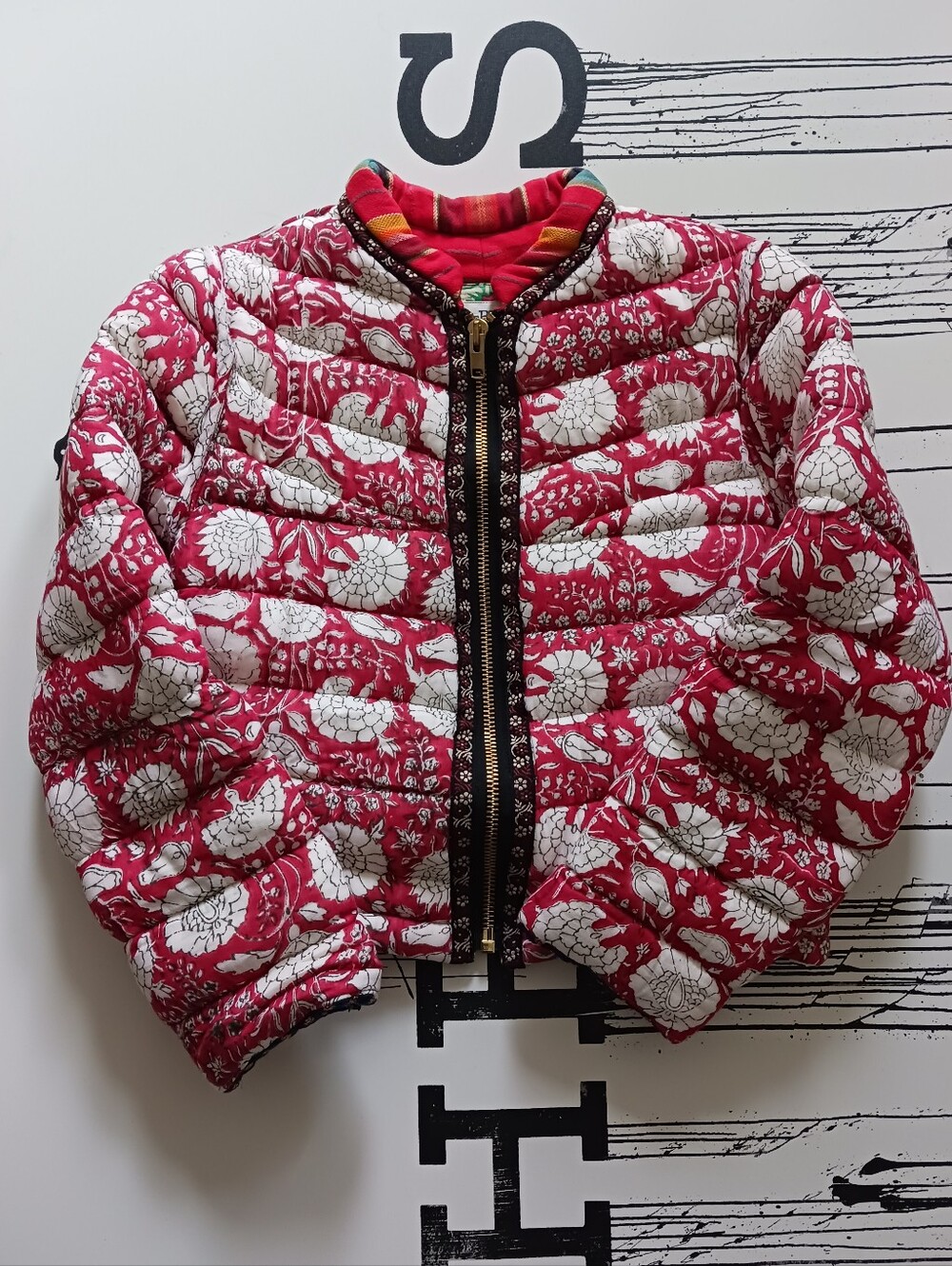 Alix Of Bohemia Puffer,Quilted Floral Bomber Jacket in Floral Cotton , Size S